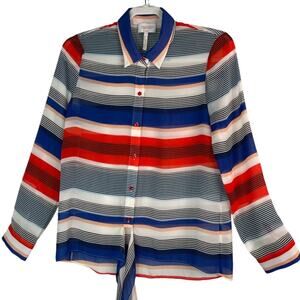 Laundry by Shelli Stripe Red White and Blue Celebration Blouse Size S